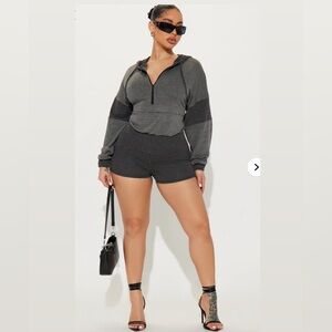 Fashion Nova "Off The Stage" Hoodie Romper | Sexy | Streetstyle | Casual